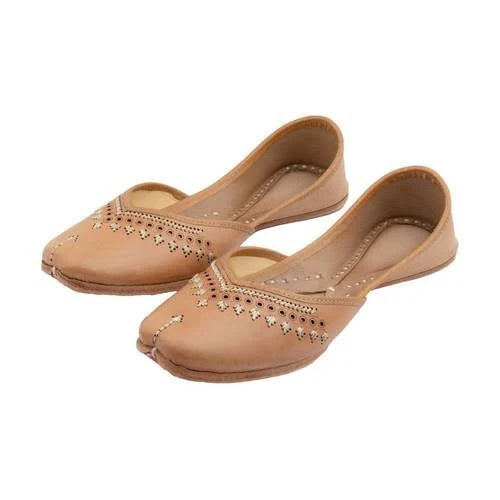 Womens Leather Juti-Beige
