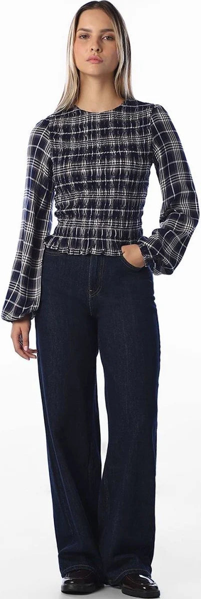 Checked Smocked Top