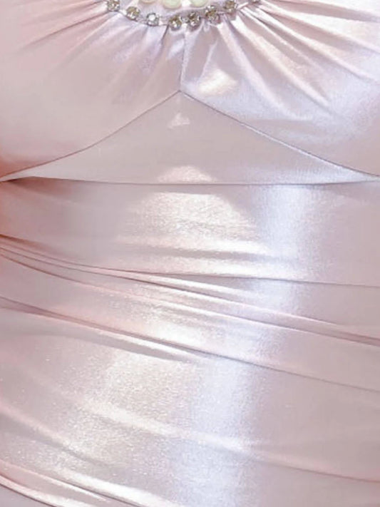 Pink Satin Solid Dress