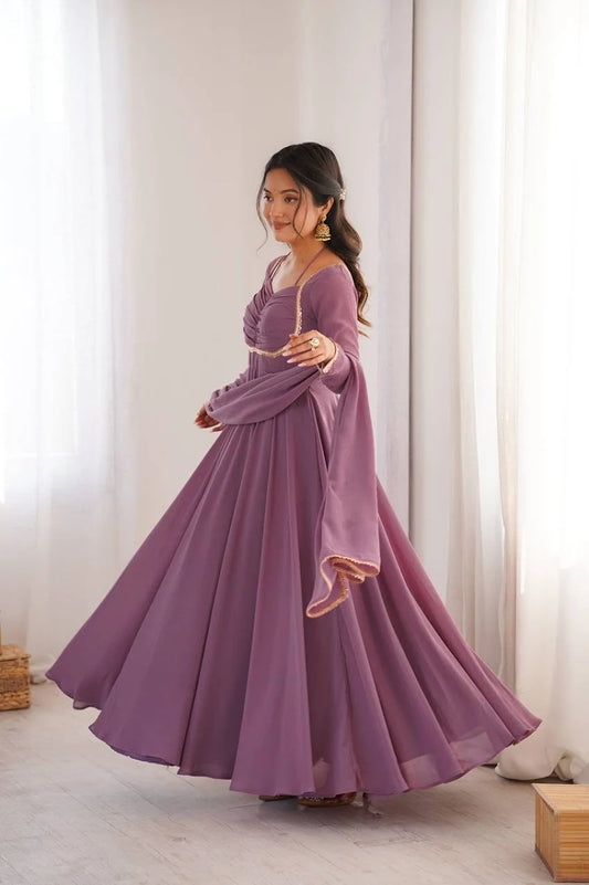Blooming Georgette Anarkali Mauve