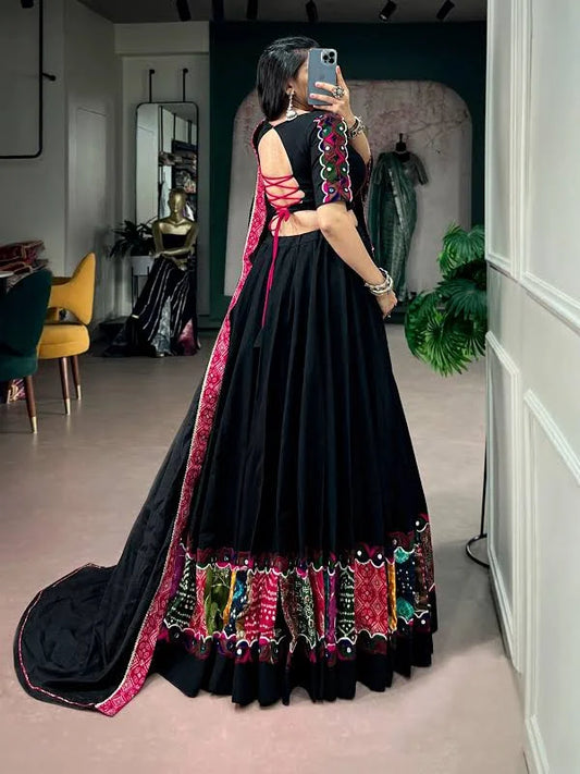 Black Cotton Ready Wear Chaniya Choli
