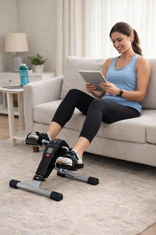 Portable Pedal Exerciser Mini Exercise Bike with LCD Monitor, Adjustable Resistance, Under Desk Cycle Trainer