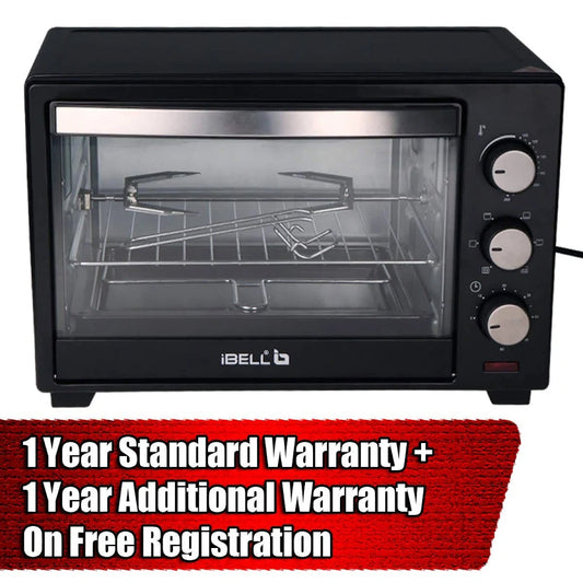 iBELL 25 Liters Electric Oven Toaster Grill Otg With Rotisserie, Black, 1600 Watts