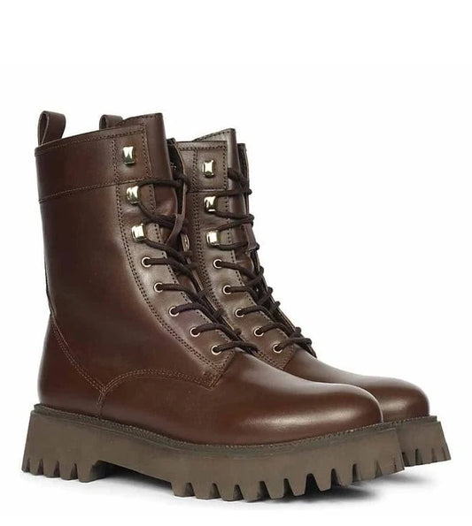 Women Anastasia Leather Lace Up High Ankle Boots