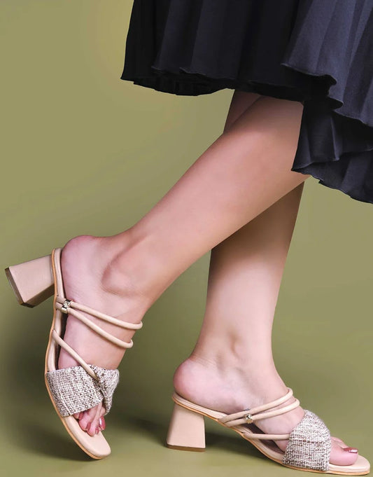 Women Textured Open Toe Block Heels Sandals