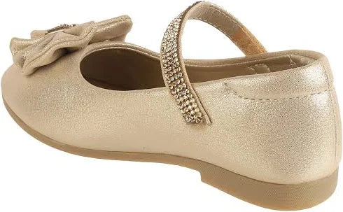 Girls Gold Casual Ballerinas