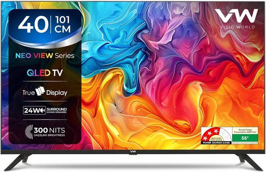VW 100 cm (40 inches) Frameless Series HD Ready QLED TV