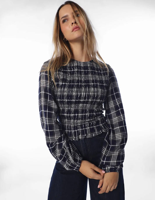 Checked Smocked Top