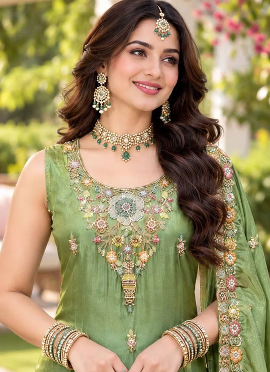 Embroidered Work Tissue Salwar Suit