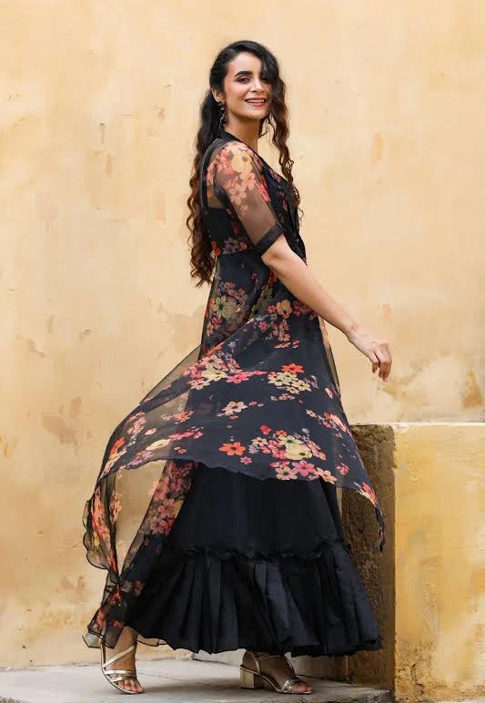 Partywear Anarkali Gown with Duppatta and Bottom