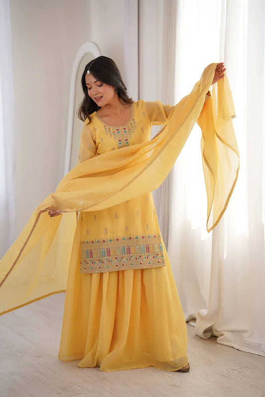 Women Kurta Sharara Dupatta Set