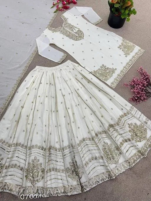 Embroidered Georgette Sharara Set with Dupatta