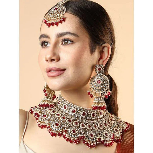 Red Stones Gold Plated Jewelry Set