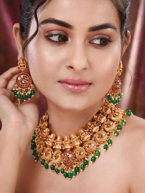 Gold Plated Beaded Gold Necklace Jewelry set