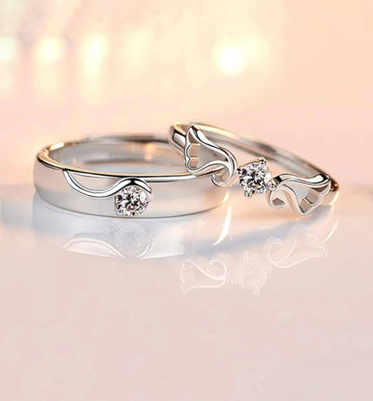Set of 2 Silver-Plated Stone-Studded Band Rings