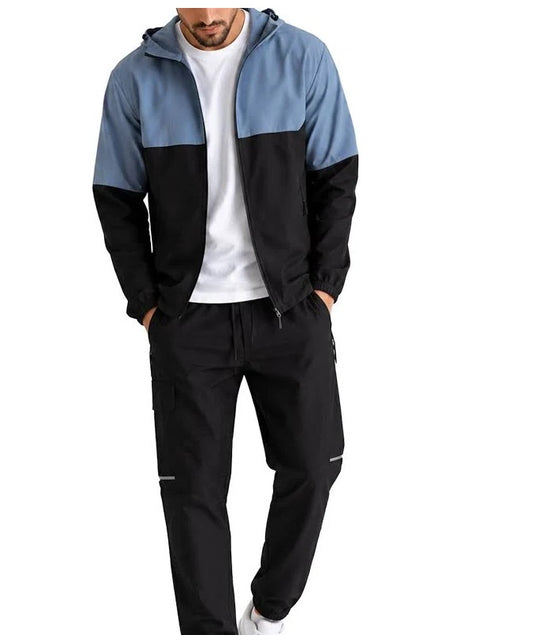 Tracksuit Set with Hooded Jacket and Cargo Pants
