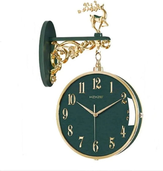 Metal Luxury Look Round Wall Hanging Watch Indoor/Outdoor Roman & English