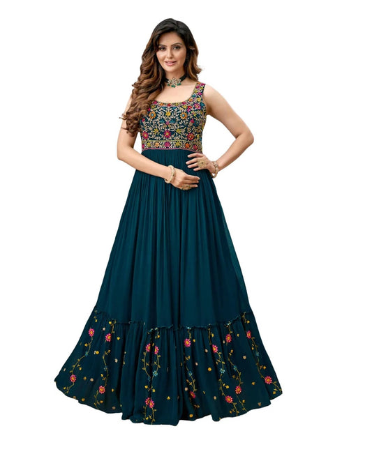 Georgette Stitched Traditional Stunning Outfit with Boutique Long Anarkali Western Dress
