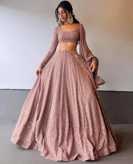 Embroidered Lehenga & Choli Set with Dupatta