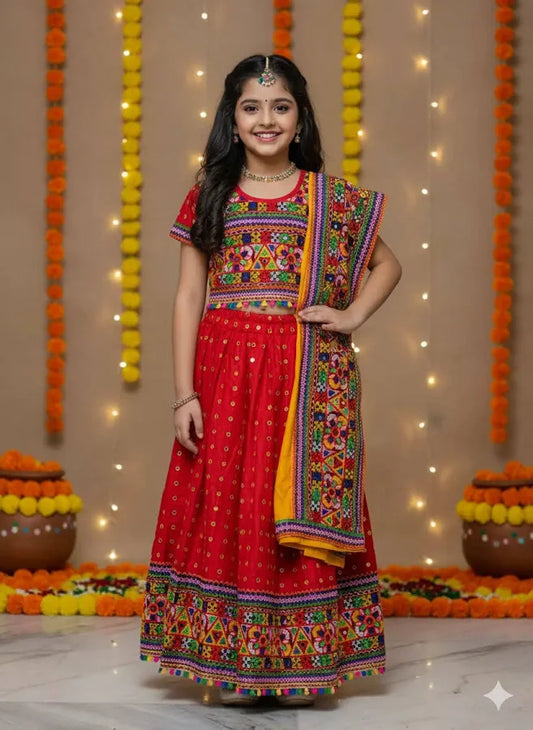 Garba Dress Stylish Red Navratri for Girls