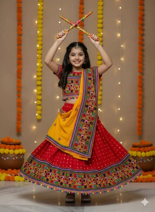Garba Dress Stylish Red Navratri for Girls
