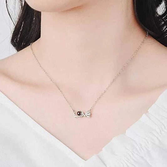 I Love You in 100 Languages Rose Gold Pendant Necklace, Heartfelt Gift for Girlfriend