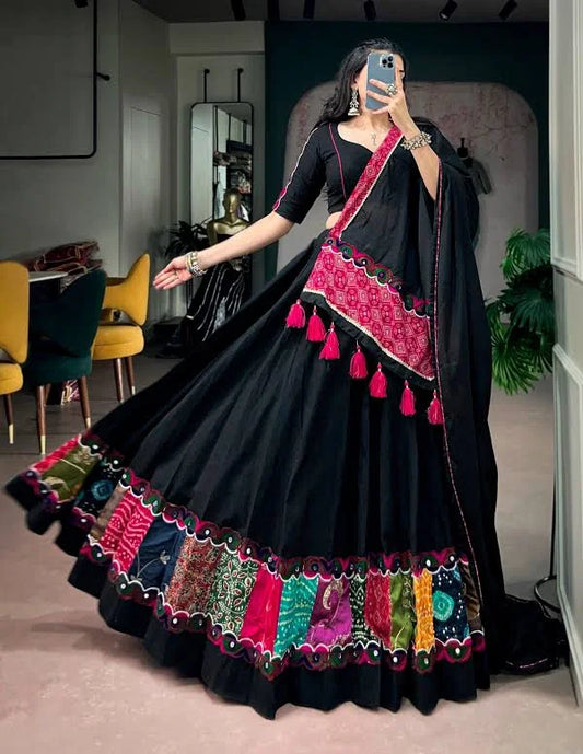 Black Cotton Ready Wear Chaniya Choli