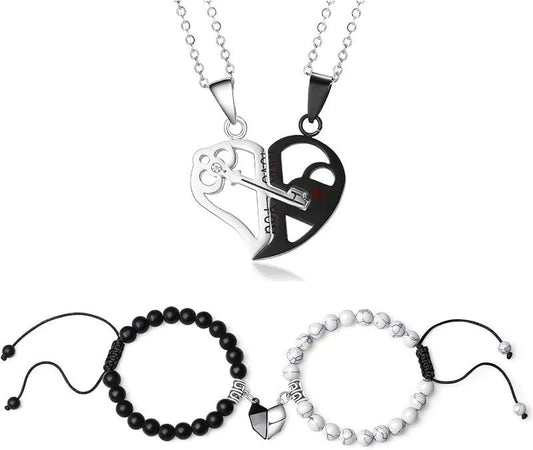 Heart Lock Key Matching Puzzle Couples Pendant Necklace