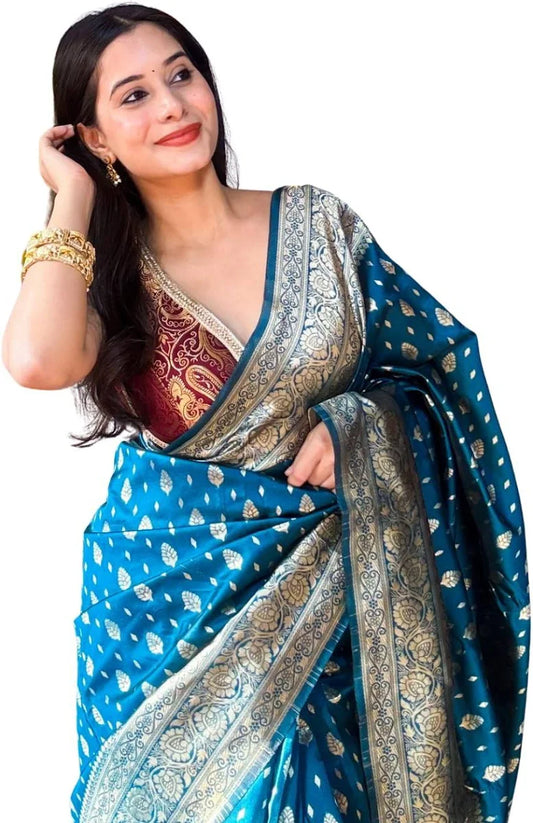 Banarasi Saree Pure Kanjivaram Style Silk Saree With Blouse Piece