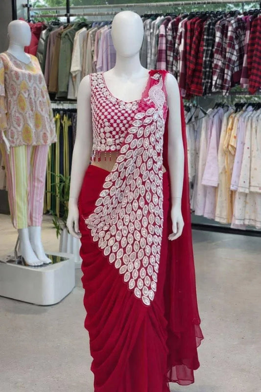 Ready to Wear Saree for Women with Embroidered Koti Style Blouse
