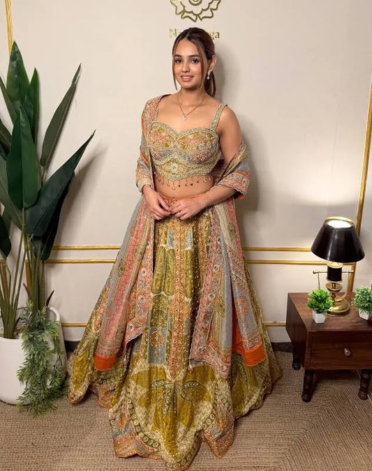 Mosaic Tissue Lehenga Set